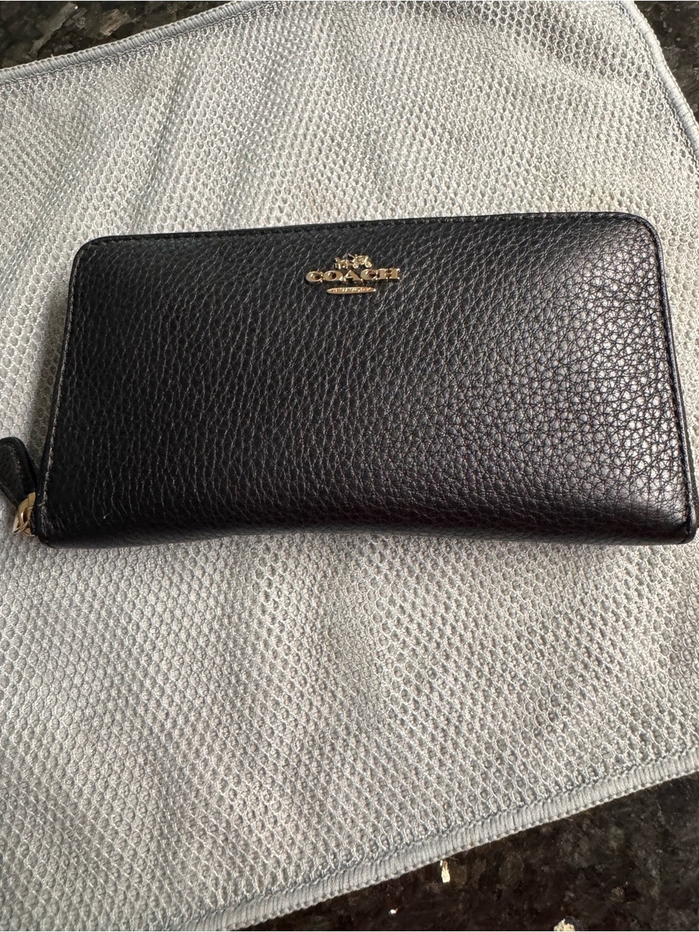 Coach Black Pebbled Leather Zip Wallet - Picture 11 of 15